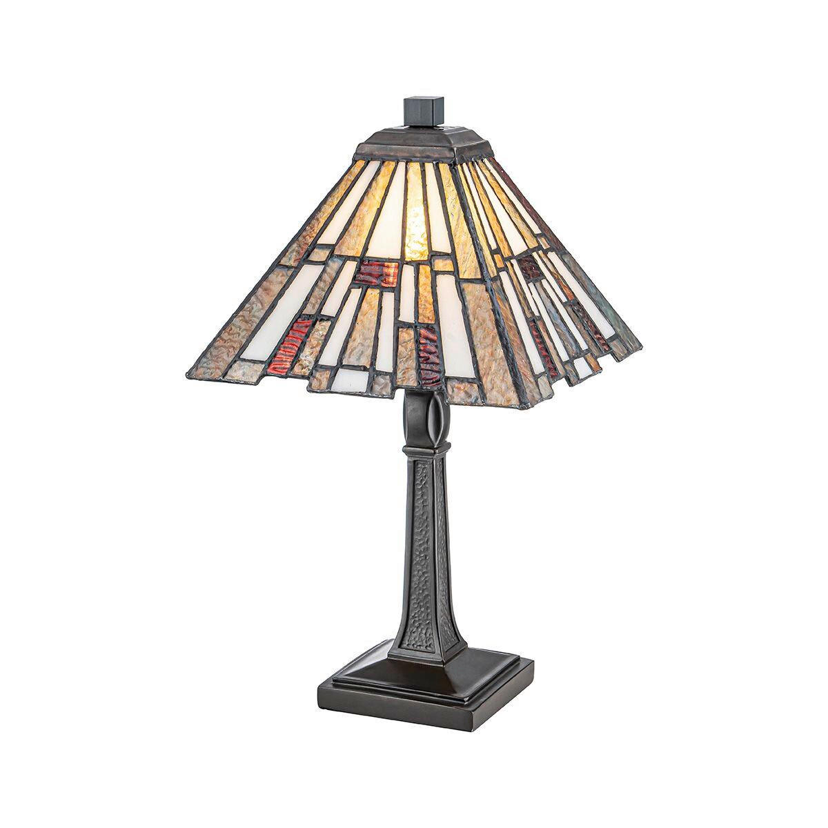 TISCHLEUCHTE Quoizel 20,3/36,5 cm  - Dunkelbraun/Multicolor, Design, Glas/Naturmaterialien (20,3/36,5cm) - Elstead Lighting