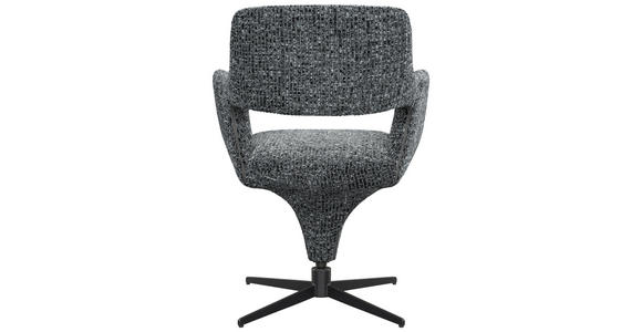 ARMLEHNSTUHL  Stoffauswahl, Sitzfläche 360° drehbar, automatische Rückholfunktion Mikrofaser  - Schwarz/Grau, Design, Textil/Metall (61/84/63cm) - Novel
