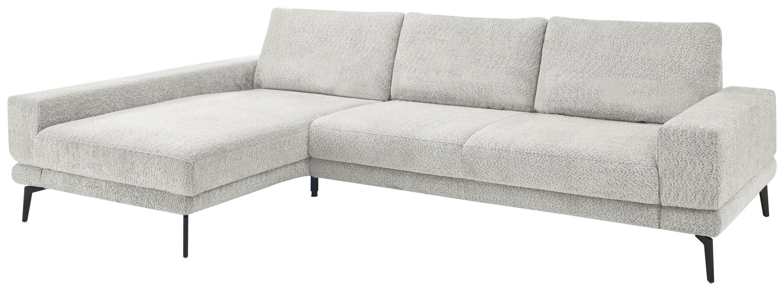 ECKSOFA Hellgrau Chenille  - Hellgrau/Schwarz, KONVENTIONELL, Textil/Metall (184/294cm) - SetOne by Musterring