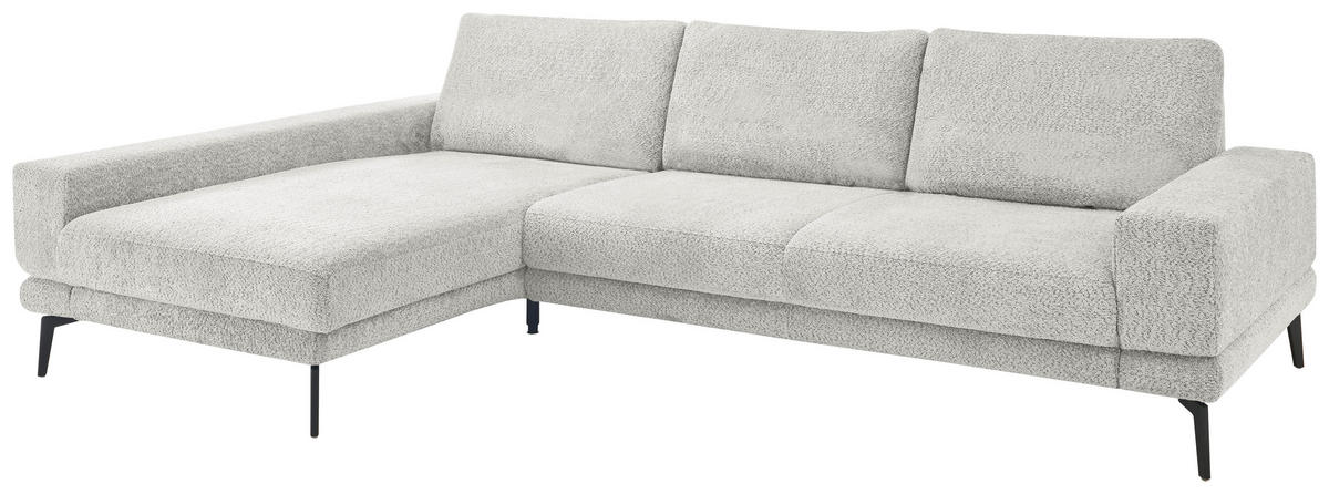 ECKSOFA Hellgrau Chenille  - Hellgrau/Schwarz, KONVENTIONELL, Textil/Metall (184/294cm) - SetOne by Musterring