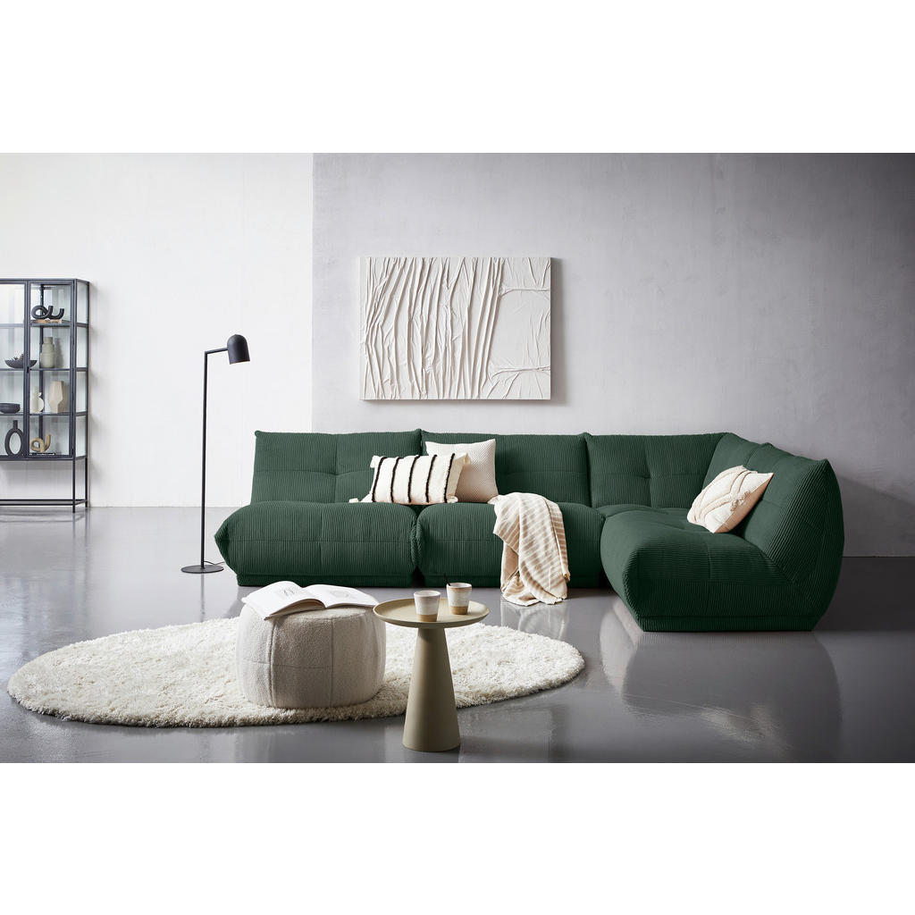 Thumbnail - Livetastic Ecksofa, Dunkelgrün, Textil, 7-Sitzer, Ottomane rechts, L-Form, einzeln stellbar, 315x210 cm, Made in EU, Rüc...