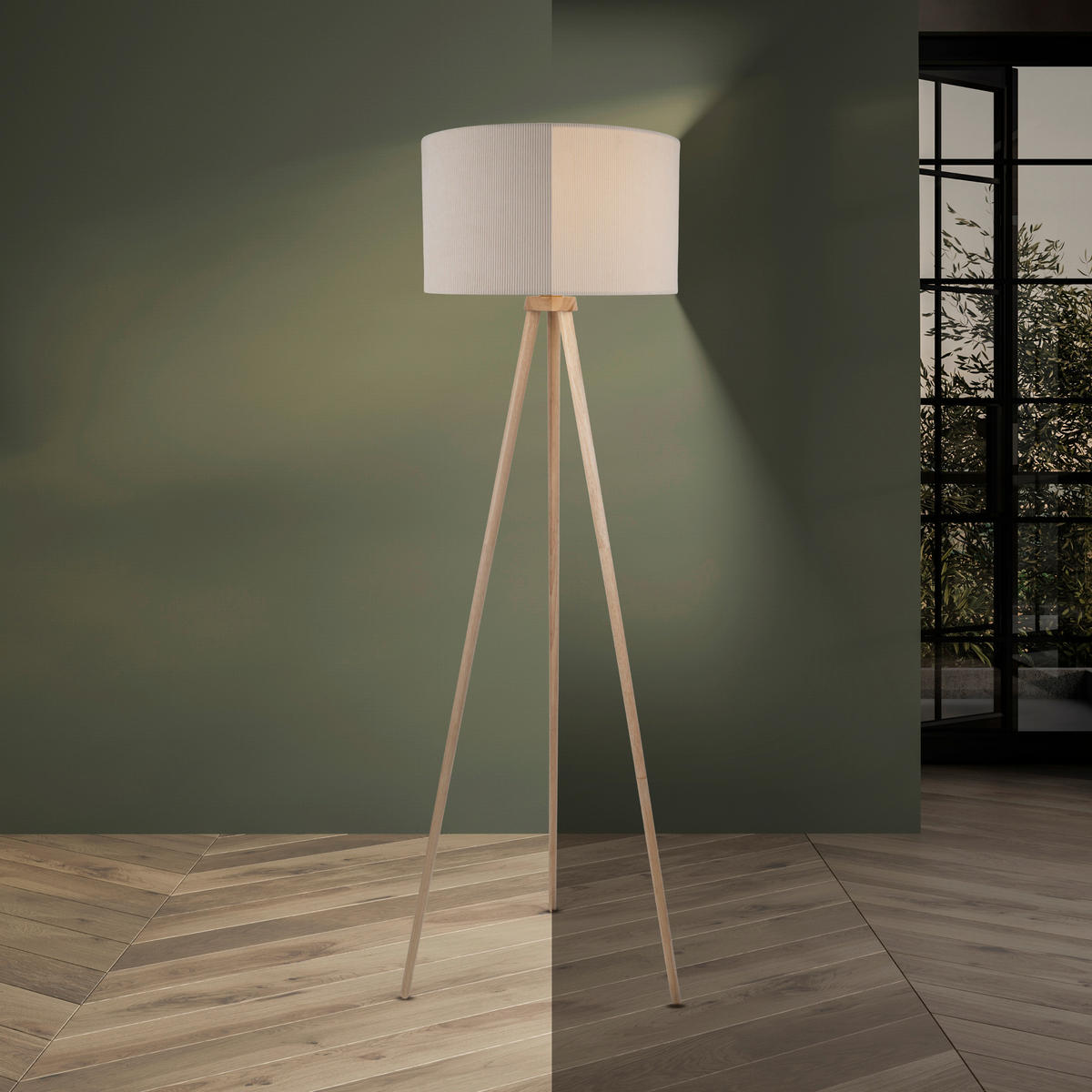 STEHLEUCHTE Stehleuchte ARDITA 61,6/152 cm   - Perlmutt, Trend, Holz/Metall (61,6/152cm) - Näve