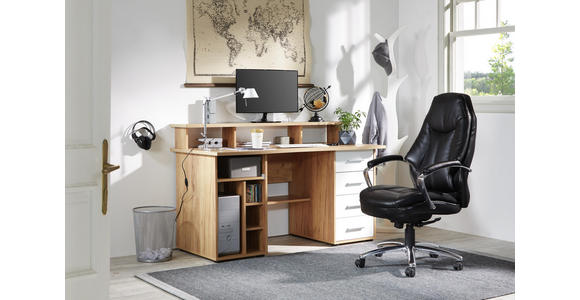 COMPUTERTISCH in Holzwerkstoff 150/93/73 cm - Eichefarben/Silberfarben, KONVENTIONELL, Holzwerkstoff/Kunststoff (150/93/73cm) - Cantus