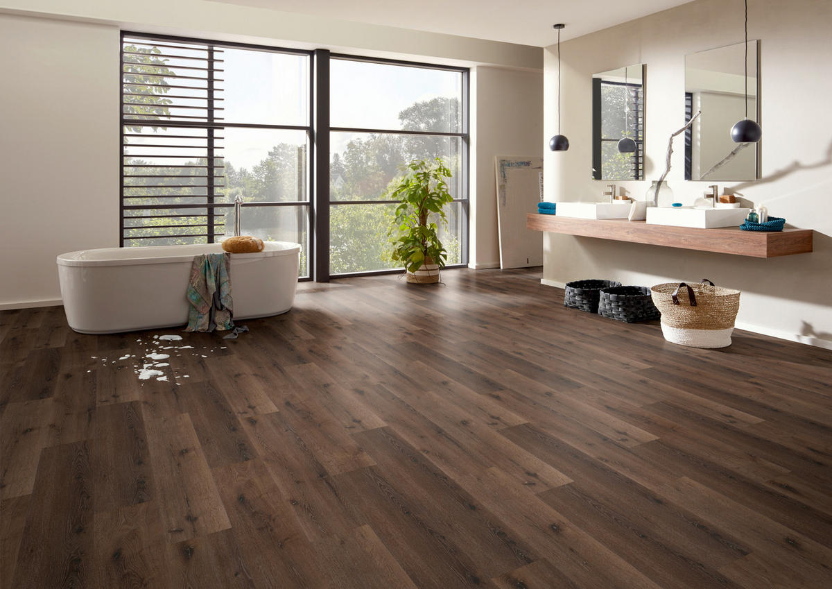 DESIGNBODEN Structure  per  m² - Eiche dunkel/Eichefarben, Basics, Kunststoff (122/22.8/0.38cm)