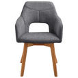 ARMLEHNSTUHL  Stoffauswahl, Sitzfläche 180° drehbar, automatische Rückholfunktion Webstoff  - Eichefarben/Anthrazit, Design, Holz/Textil (57/84/57cm) - Voleo