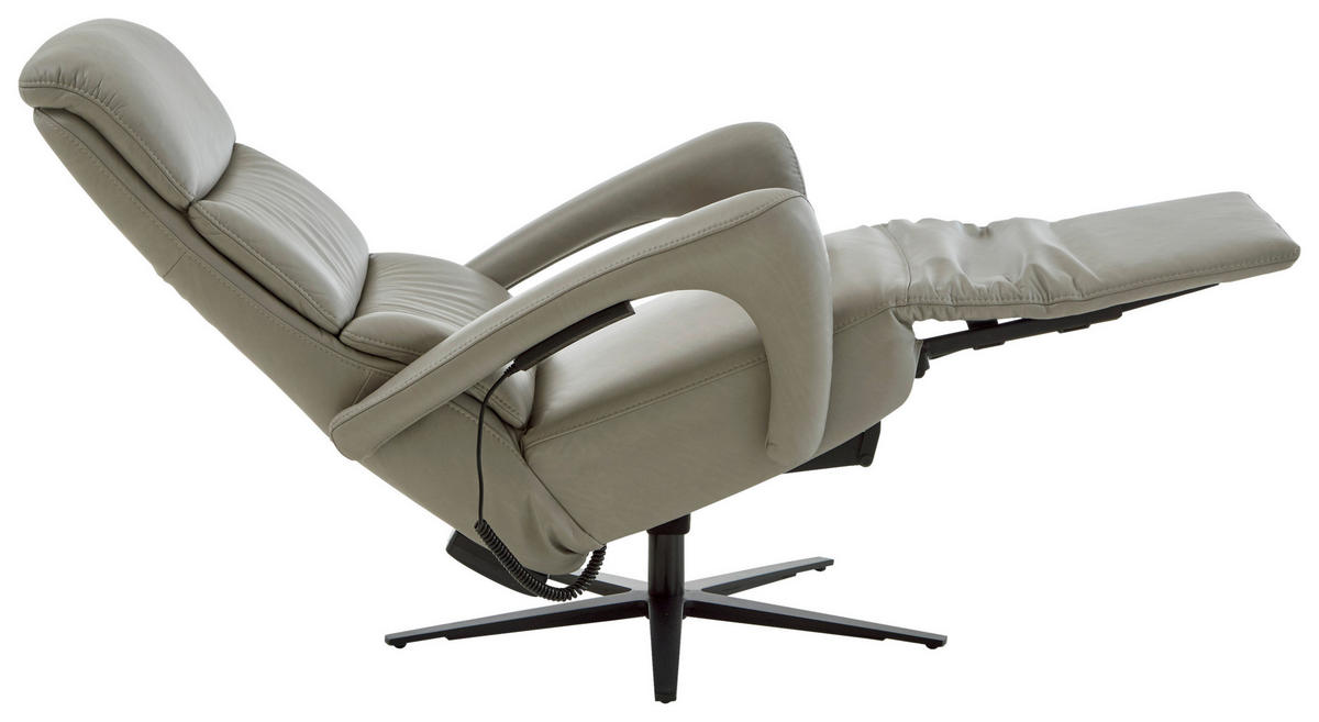 RELAXSESSEL in Leder Greige  - Greige/Schwarz, Design, Leder/Metall (76/110/86cm) - Dieter Knoll