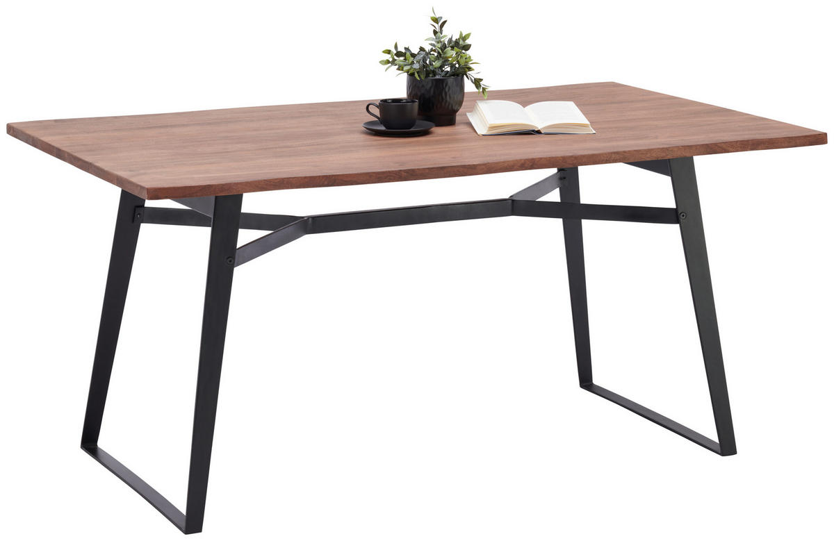 ÉTKEZŐASZTAL - akáciaszínű/fekete, Modern, fa/fém (160/90/77cm) - Livetastic