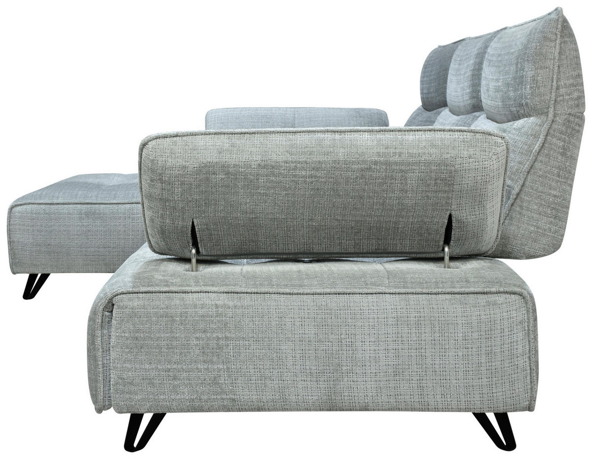 ECKSOFA Hellgrau Chenille  - Hellgrau/Schwarz, Design, Kunststoff/Textil (162/314cm) - Livetastic
