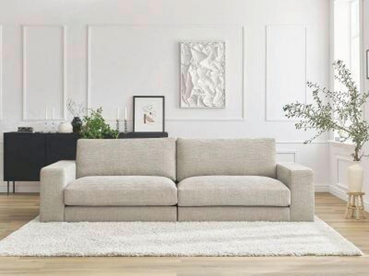 3-SITZER-SOFA LEONARD Struktur Beige  - Beige/Schwarz, MODERN, Kunststoff/Textil (234/109/77cm)