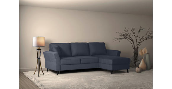 ECKSOFA in Velours Dunkelgrau  - Dunkelgrau/Schwarz, KONVENTIONELL, Holz/Textil (244/159cm) - Carryhome