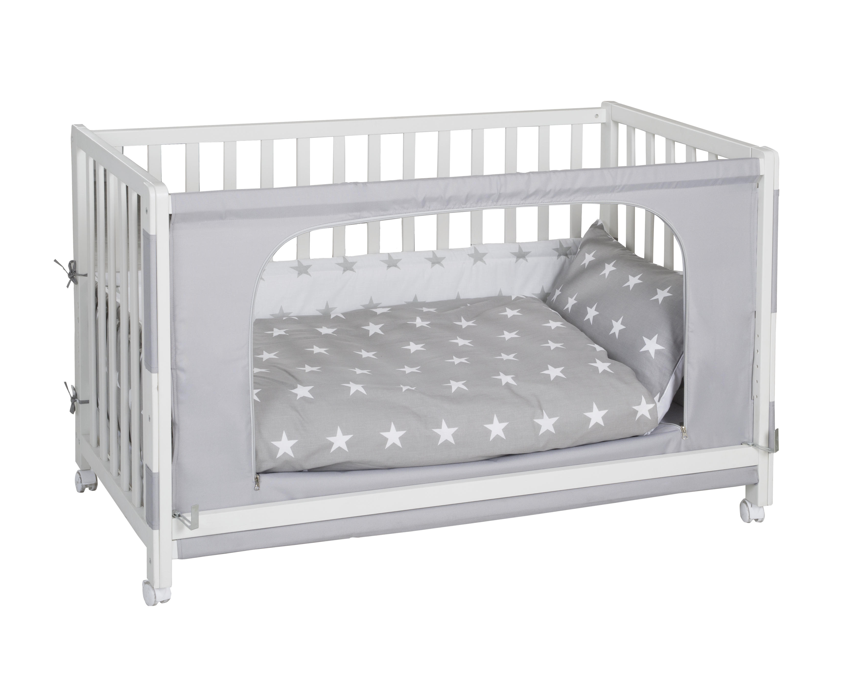 GITTERBETT-KOMPLETTSET Room Bed Little Stars   60/120 cm  - Weiß/Grau, Basics, Holz/Textil (60/120cm) - Roba