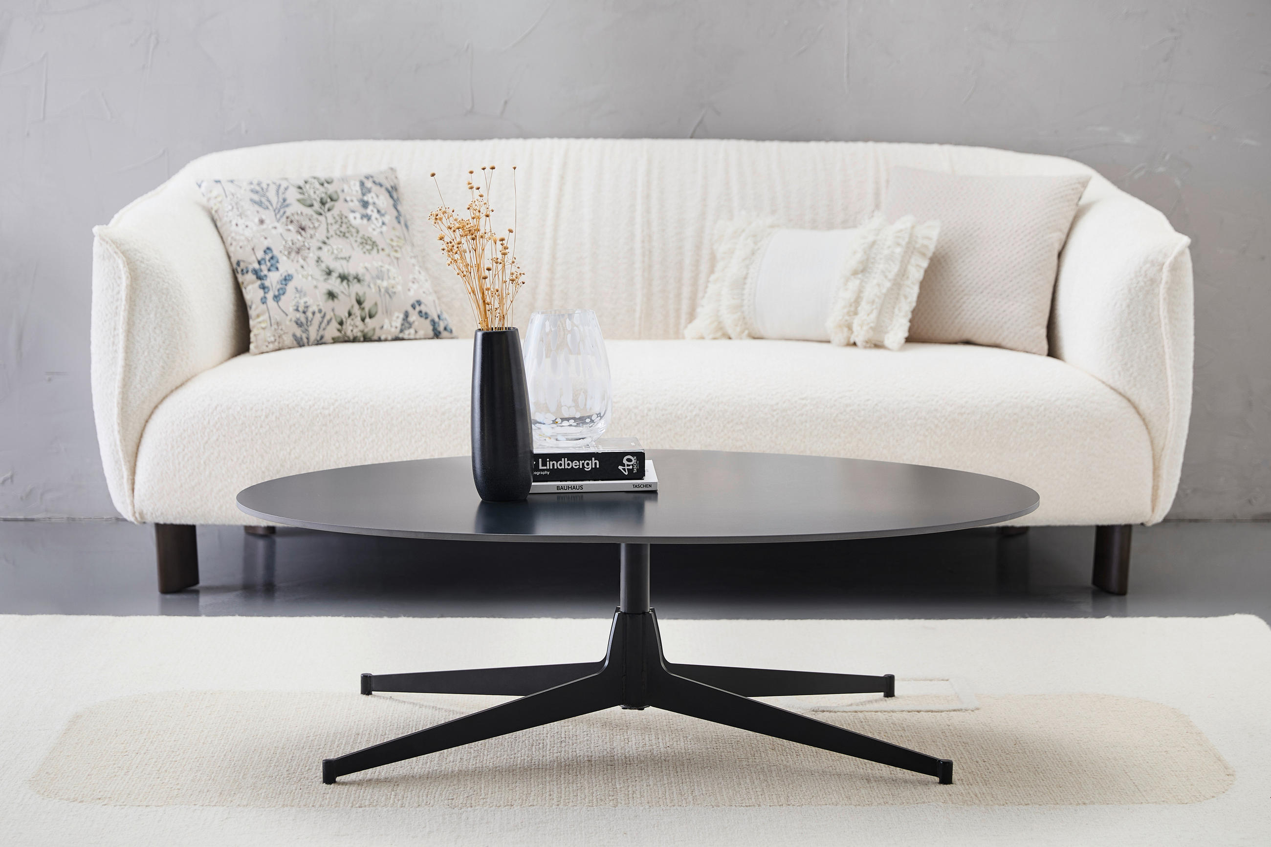 COUCHTISCH 120/40/80 cm oval Schwarz  - Schwarz, Design, Keramik/Metall (120/40/80cm) - Livetastic