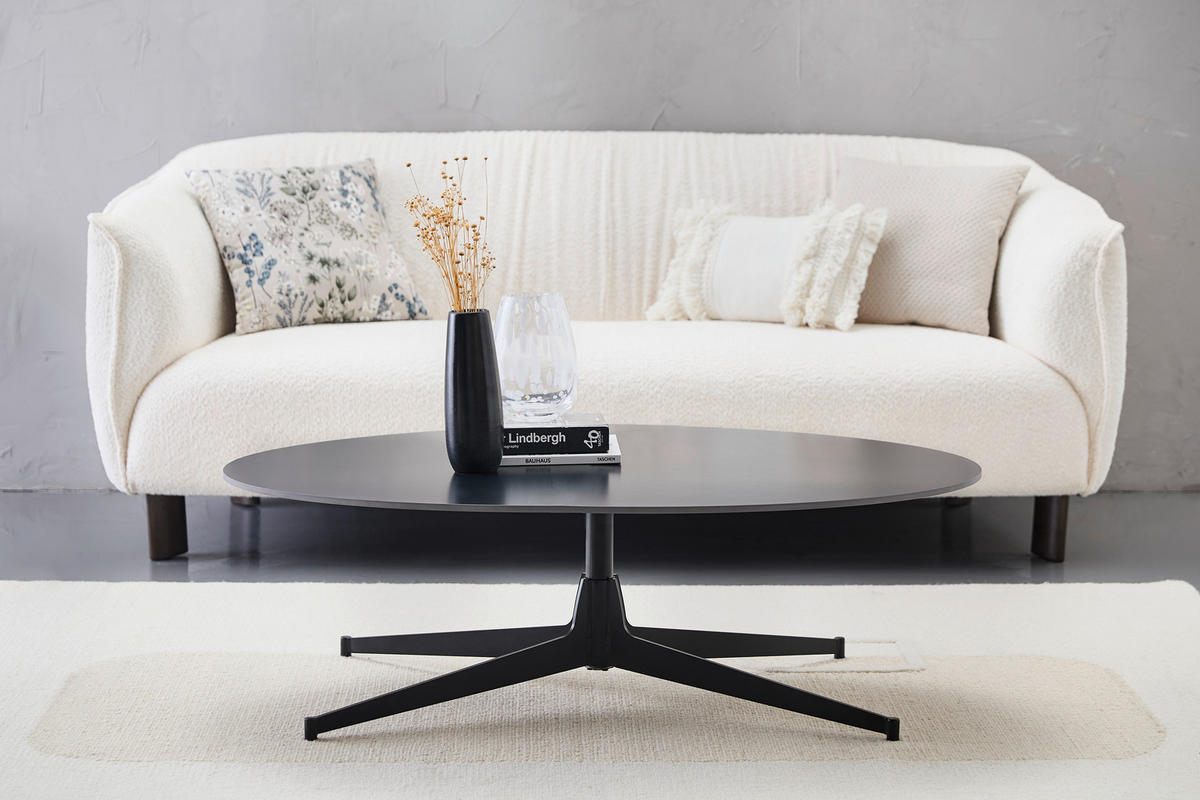 COUCHTISCH 120/40/80 cm oval Schwarz  - Schwarz, Design, Keramik/Metall (120/40/80cm) - Livetastic