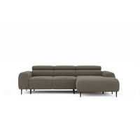 ECKSOFA Hellbraun Struktur Rücken echt, Kopfteilverstellung, Sitztiefenverstellung  - Hellbraun/Schwarz, MODERN, Textil/Metall (274/179cm) - Welnova