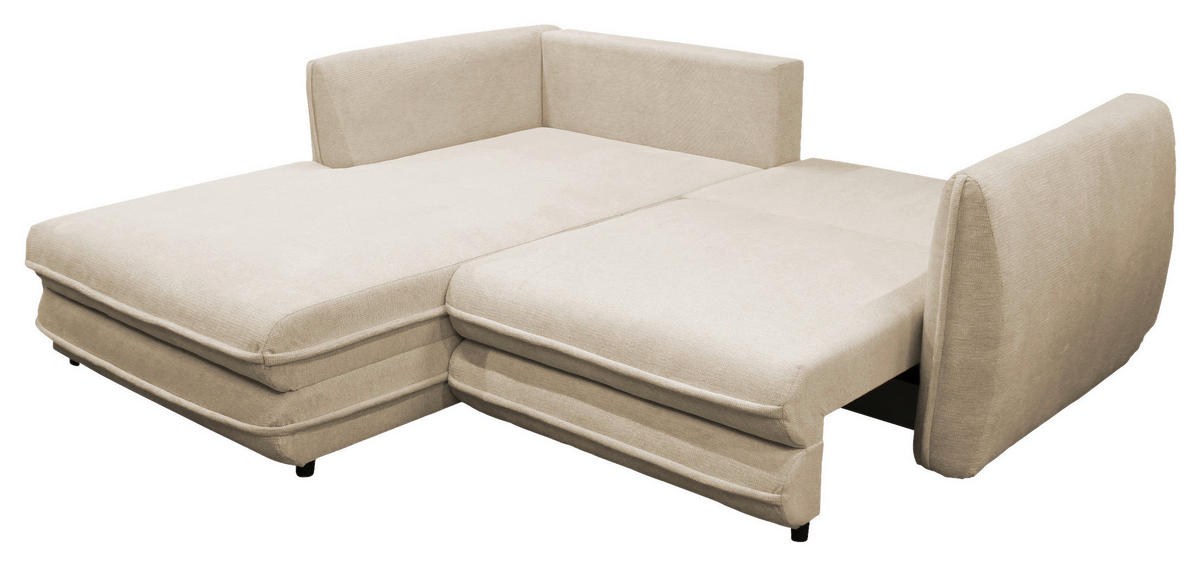 ECKSOFA Beige Struktur  - Beige/Schwarz, Design, Kunststoff/Textil (201/240cm) - MID.YOU