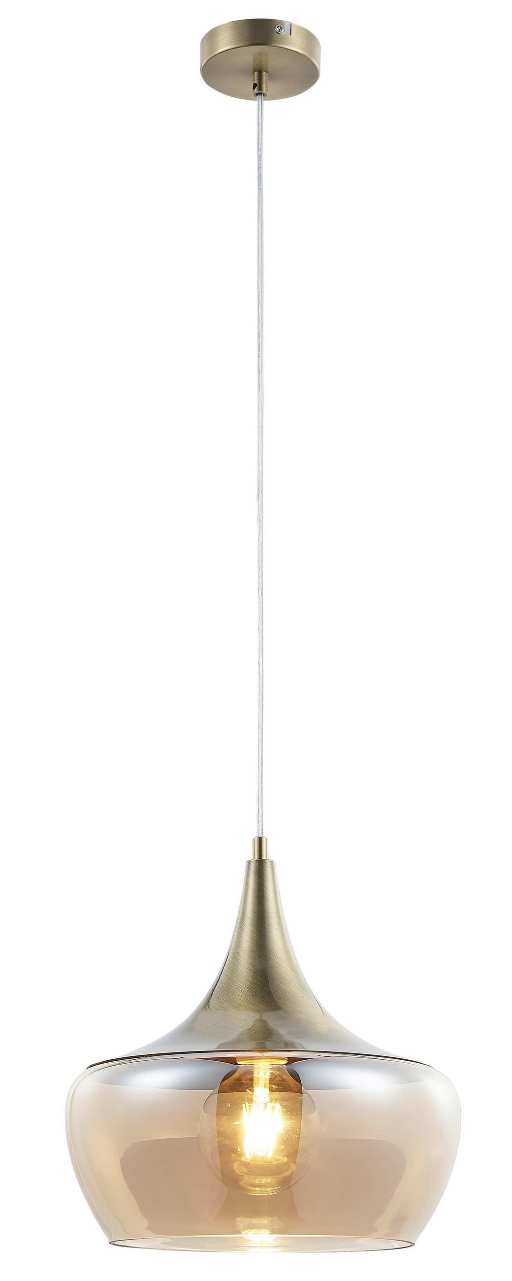 HÄNGELEUCHTE 30/150 cm  - Bernsteinfarben, Design, Glas/Metall (30/150cm) - Globo