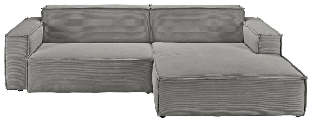 ECKSOFA Grau Feincord  - Schwarz/Grau, KONVENTIONELL, Kunststoff/Textil (276/168cm) - Hom`in