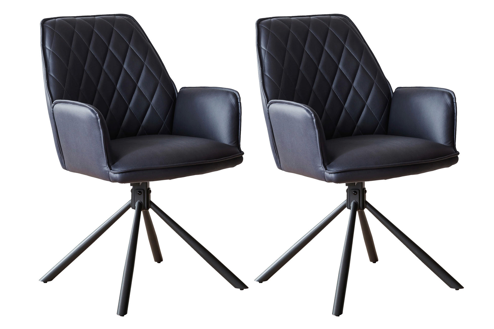 ARMLEHNSTUHL-SET 2 Stück  in Mikrofaser  - Schwarz/Dunkelblau, MODERN, Textil/Metall (59/89/63cm) - Livetastic