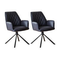 ARMLEHNSTUHL-SET 2 Stück  in Mikrofaser  - Schwarz/Dunkelblau, MODERN, Textil/Metall (59/89/63cm) - Livetastic