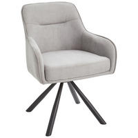 ARMLEHNSTUHL  in Eisen Webstoff  - Hellgrau/Schwarz, MODERN, Textil/Metall (61/85/61cm) - Livetastic
