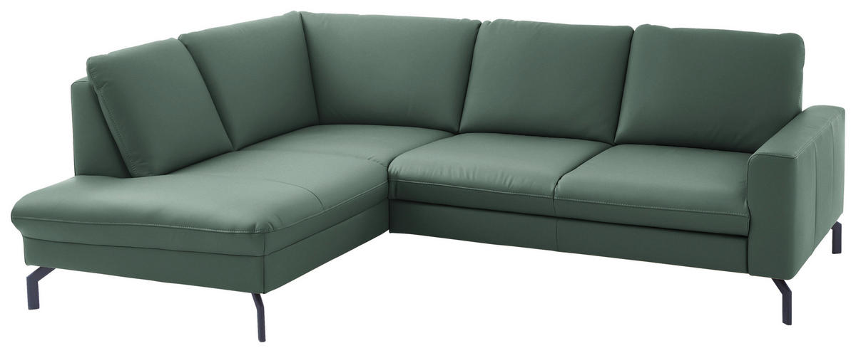 ECKSOFA in Echtleder Opal  - Opal/Schwarz, Design, Leder/Metall (194/250cm) - Beldomo Premium