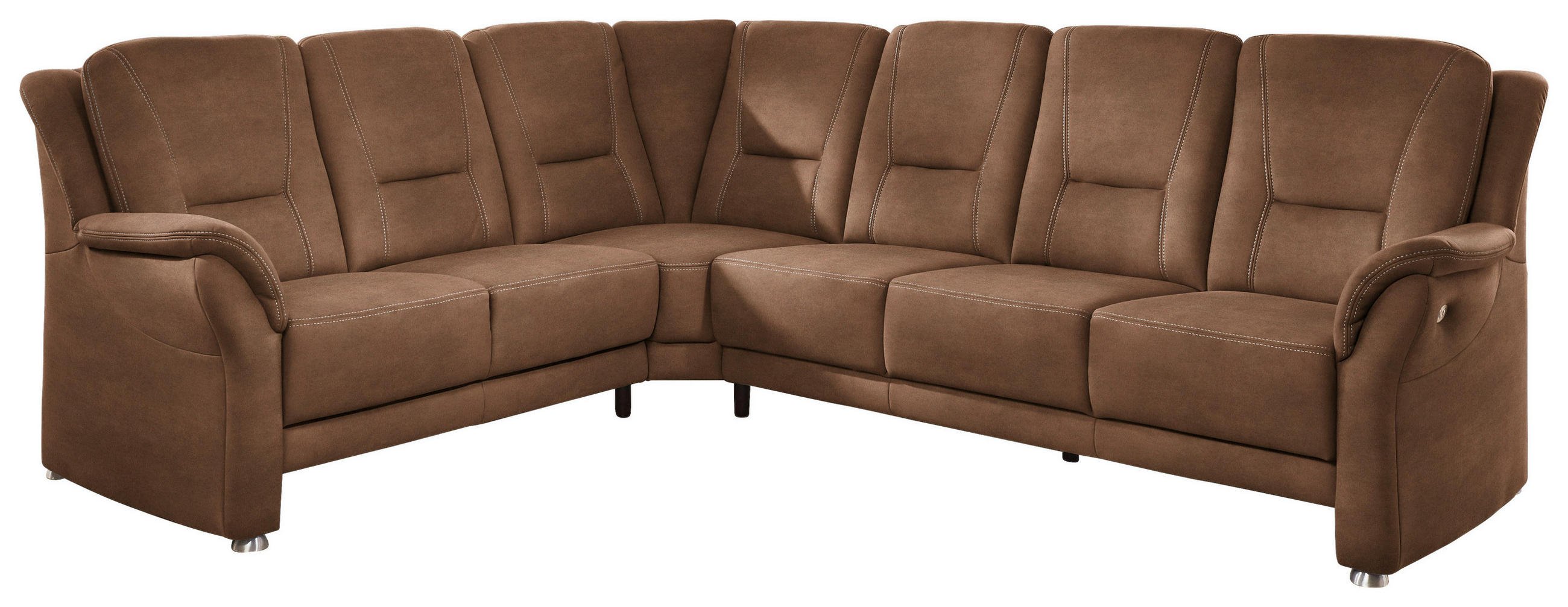 ECKSOFA in Mikrofaser Hellbraun  223/275 cm  - Hellbraun/Beige, KONVENTIONELL, Textil/Metall (223/275cm) - Beldomo Comfort