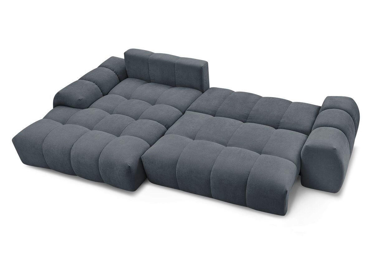 ECKSCHLAFSOFA EVEREST  mit Rücken echt, Armteil links, Armteil rechts Struktur Dunkelblau  - Schwarz/Dunkelblau, MODERN, Kunststoff/Textil (180/318cm) - Livetastic