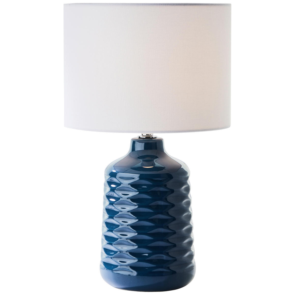 STOLNÍ LAMPA, E14, 25/42 cm  - bílá/modrá, Trend, textil/keramika (25/42cm)