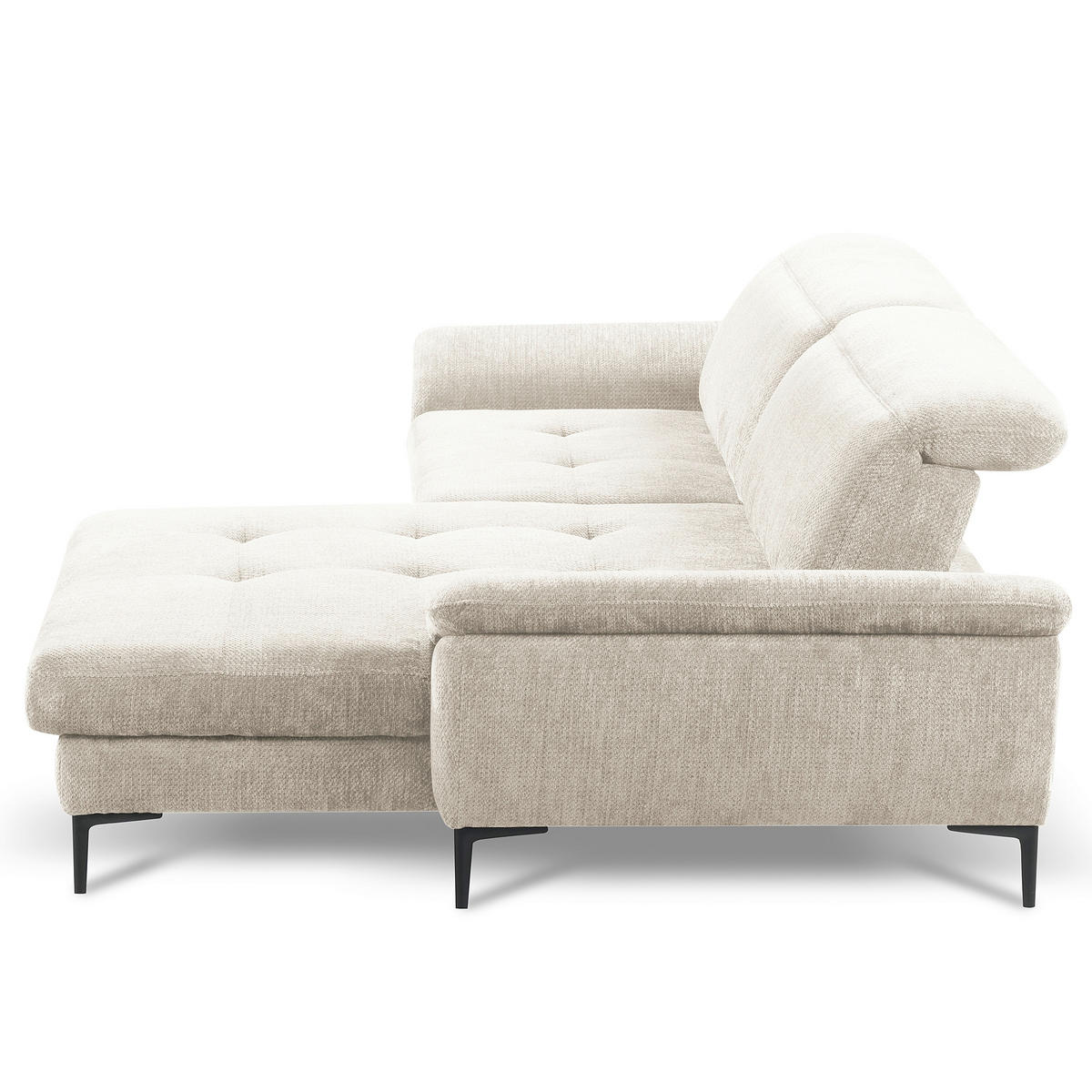 ECKSOFA   - Weiss/Schwarz, Design, Textil/Metall (268/195cm) - Livetastic