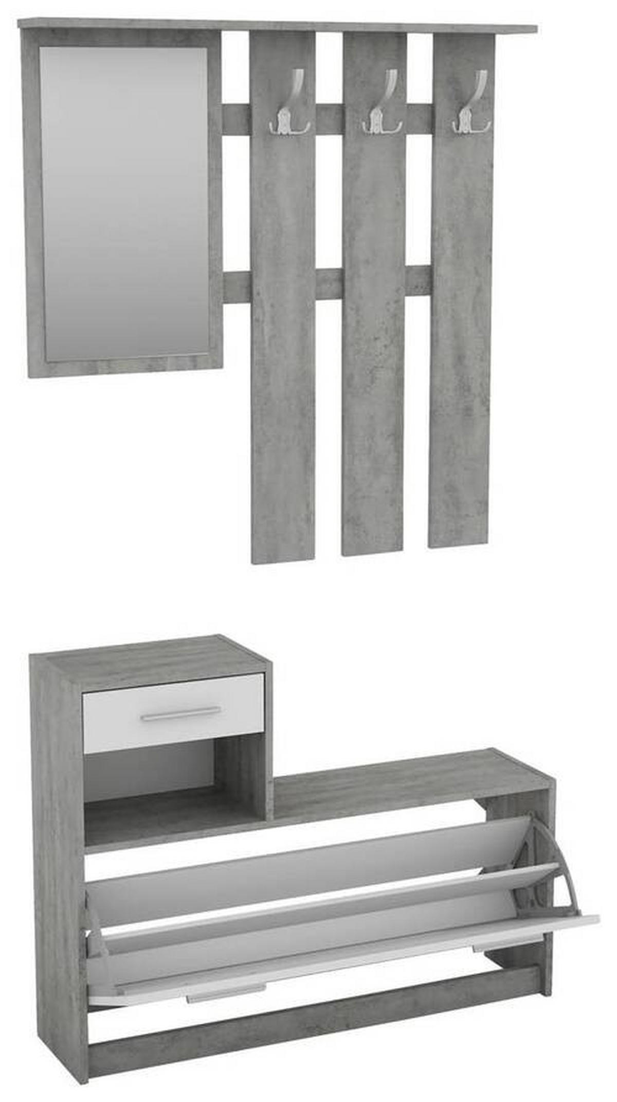 GARDEROBE  in 97/190/25 cm  - Weiß/Grau, MODERN, Glas/Holzwerkstoff (97/190/25cm) - MID.YOU