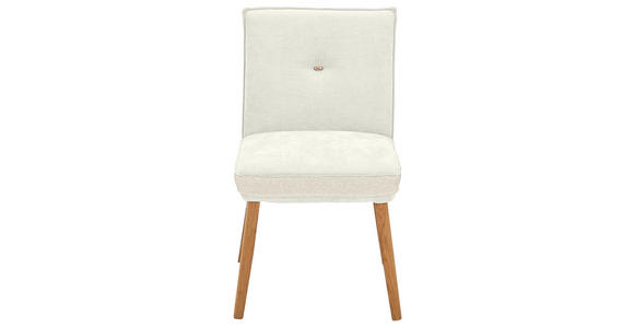 STUHL Webstoff, Mikrofaser Creme Eiche vollmassiv  - Eichefarben/Creme, Design, Holz/Textil (49/86/67cm) - Linea Natura