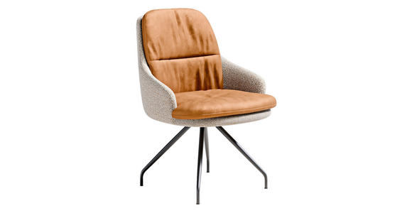 ARMLEHNSTUHL  Beinauswahl, Sitzfläche 360° drehbar, Stoff-/Lederauswahl Velours  Naturfarben, Rostfarben  - Rostfarben/Schwarz, Design, Textil/Metall (60/86/66cm) - Dieter Knoll