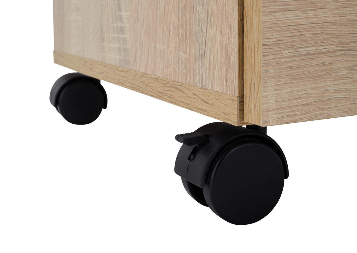 ROLLCONTAINER Sonoma Eiche  - Silberfarben/Sonoma Eiche, MODERN, Holzwerkstoff/Kunststoff (40/56/39cm) - Carryhome