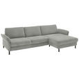 ECKSOFA  in Chenille, Flachgewebe Silberfarben  316/175 cm  - Silberfarben/Schwarz, Design, Textil/Metall (316/175cm) - Dieter Knoll