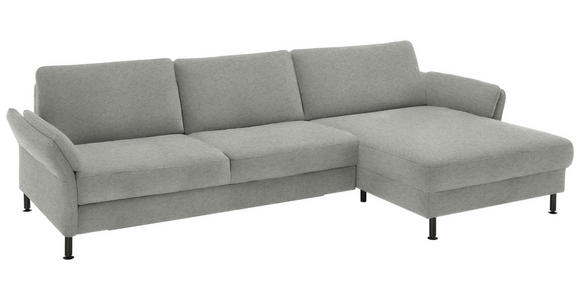 ECKSOFA  in Chenille, Flachgewebe Silberfarben  316/175 cm  - Silberfarben/Schwarz, Design, Textil/Metall (316/175cm) - Dieter Knoll