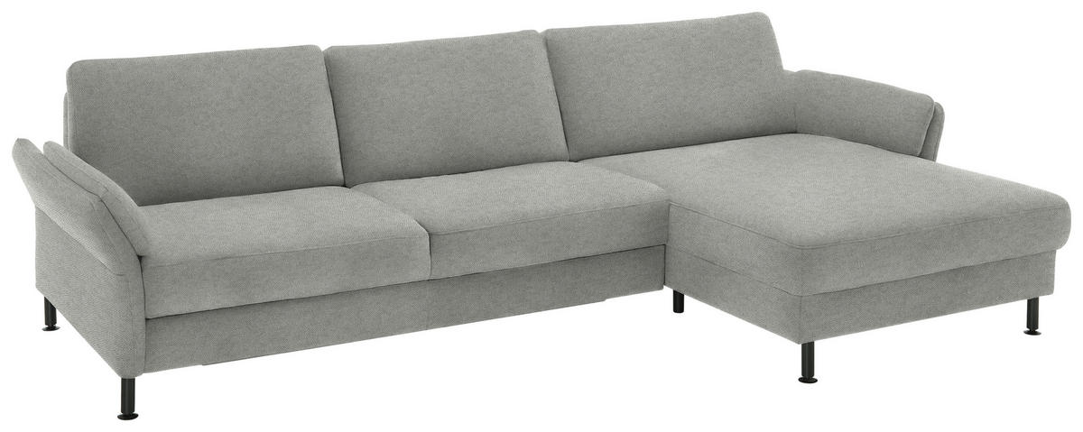 ECKSOFA  in Chenille, Flachgewebe Silberfarben  316/175 cm  - Silberfarben/Schwarz, Design, Textil/Metall (316/175cm) - Dieter Knoll