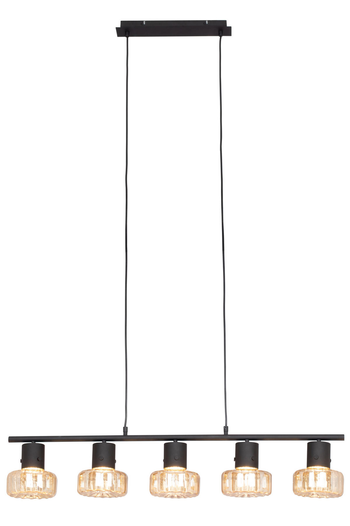 ZÁVĚSNÉ SVÍTIDLO, 100/15/150 cm  - jantarové barvy/černá, Design, sklo (100/15/150cm) - Novel