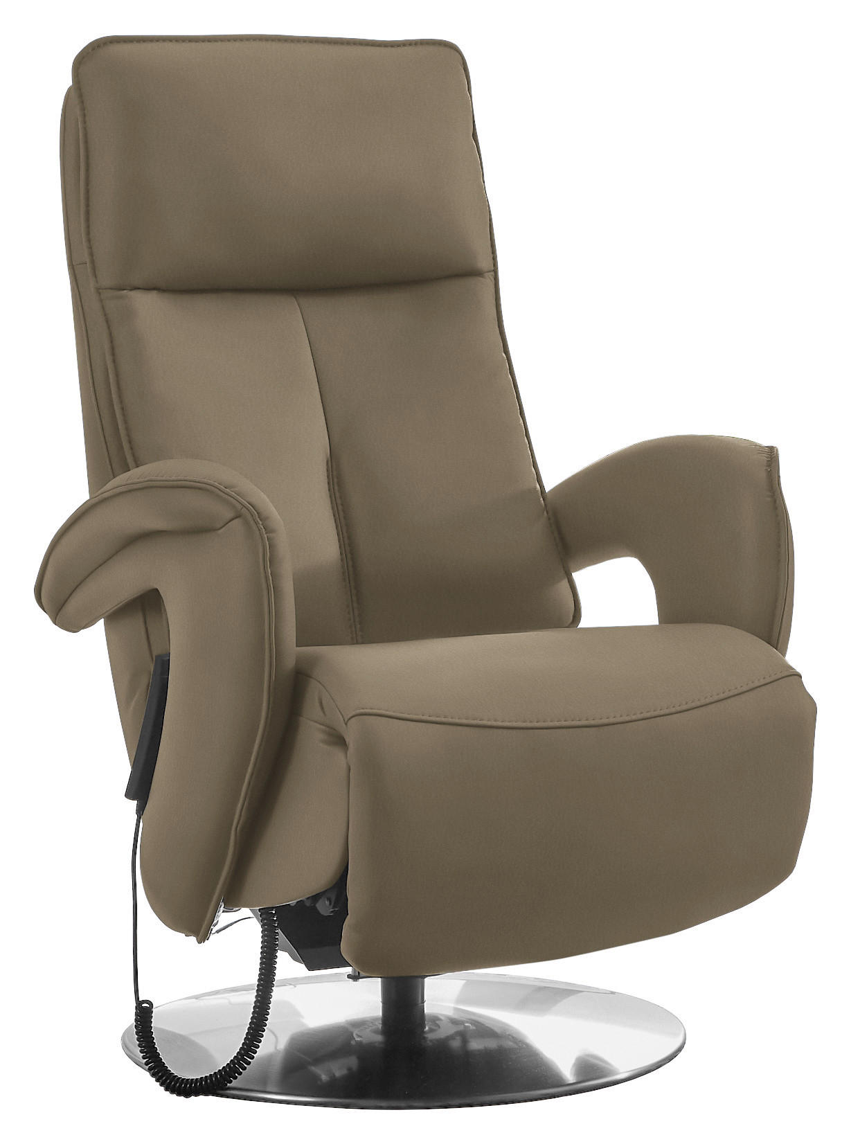 RELAXSESSEL in Leder Beige  - Chromfarben/Beige, Design, Leder/Metall (77/110/87cm) - Valdera