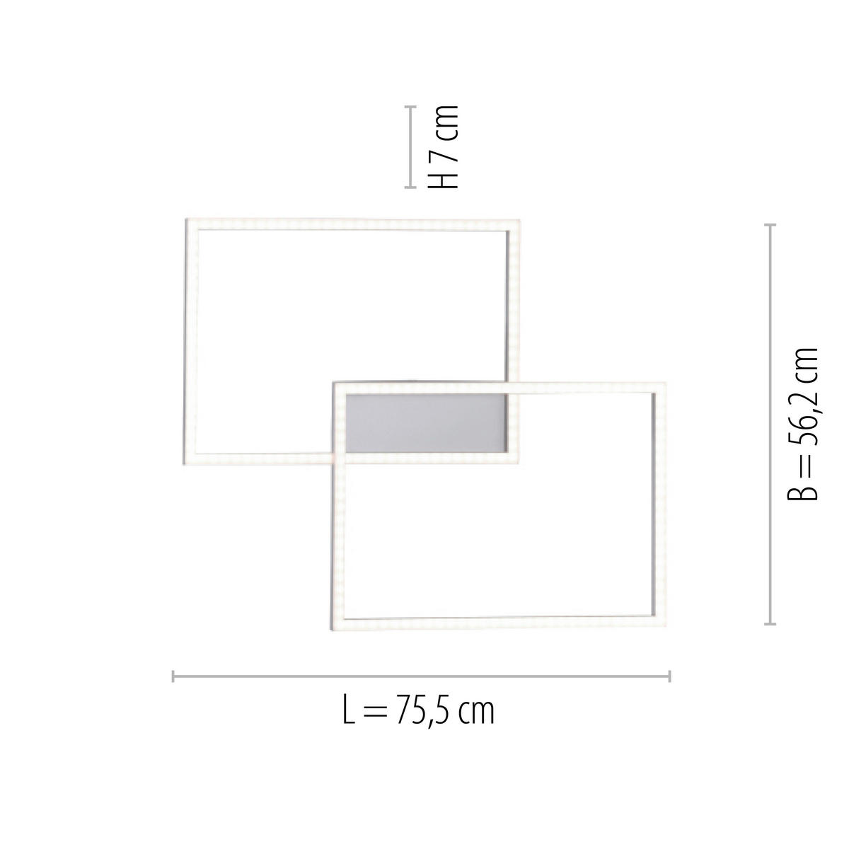 LED-DECKENLEUCHTE 75,5/56,2/7 cm   - Chromfarben/Alufarben, Design, Kunststoff/Metall (75,5/56,2/7cm)