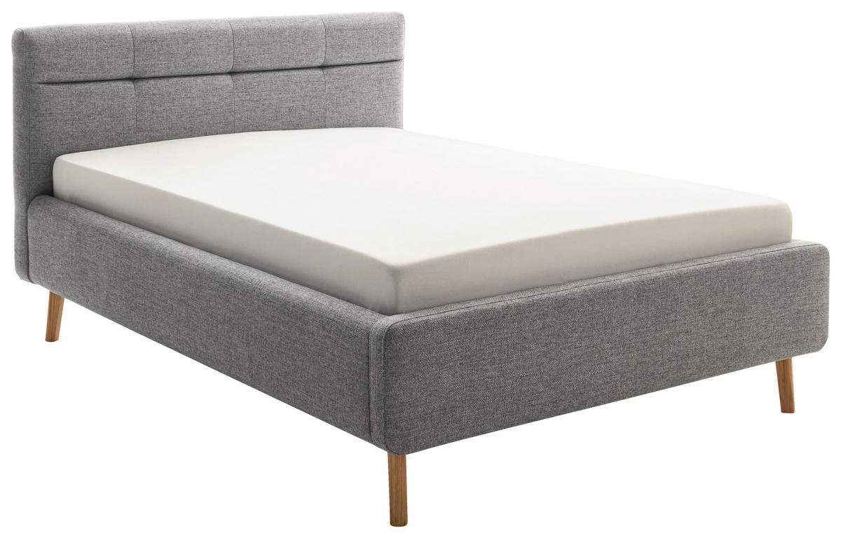 LIT REMBOURRÉ 140/200 cm  in Grau  - Eichefarben/Birkefarben, Konventionell, Holz/Textil (140/200cm) - Boxxx