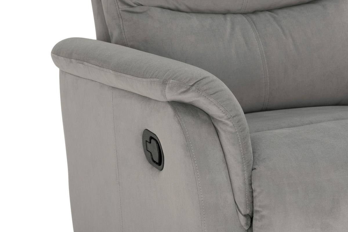 FERNSEHSESSEL  mit Samt Grau  - Schwarz/Grau, KONVENTIONELL, Textil/Metall (80/104-85/101-167cm) - MID.YOU