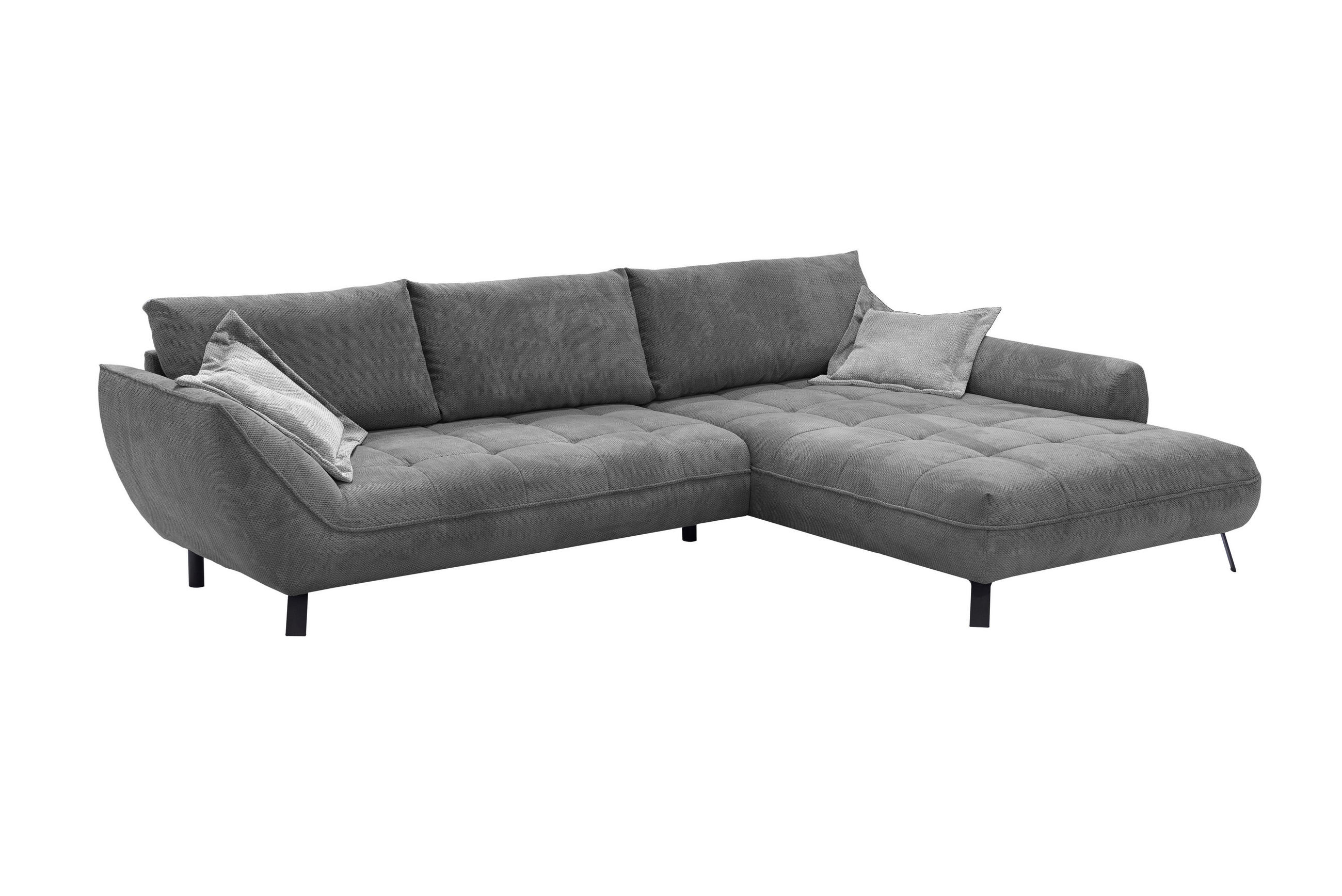ECKSOFA in Struktur Anthrazit  - Anthrazit/Silberfarben, Design, Textil/Metall (324/205cm) - Livetastic