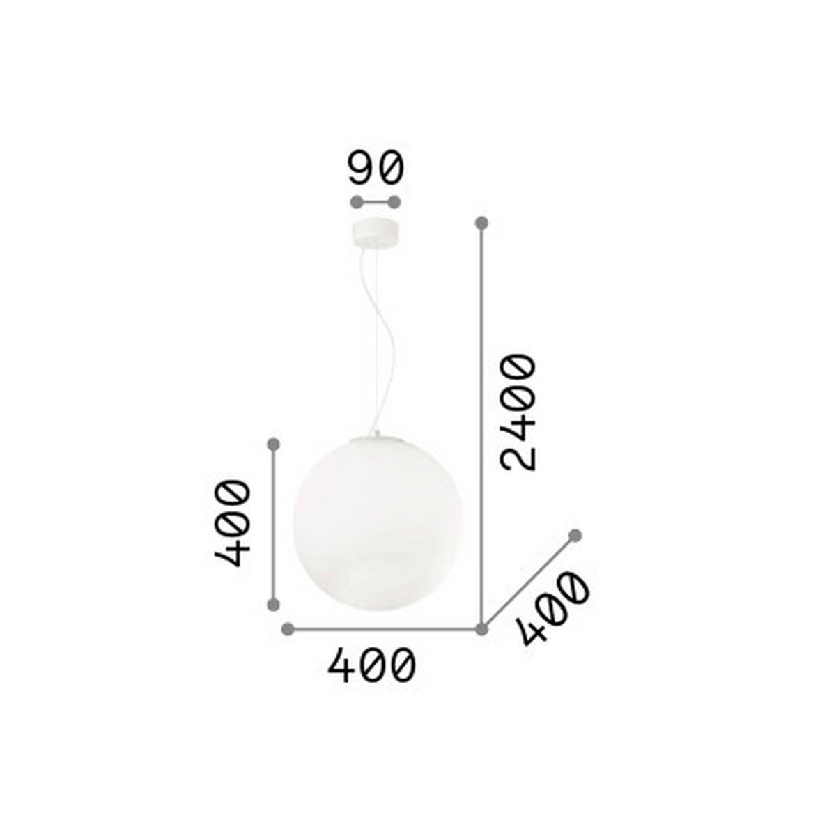 HÄNGELEUCHTE 40/65/240 cm  - Weiß, KONVENTIONELL, Glas (40/65/240cm) - Ideal Lux