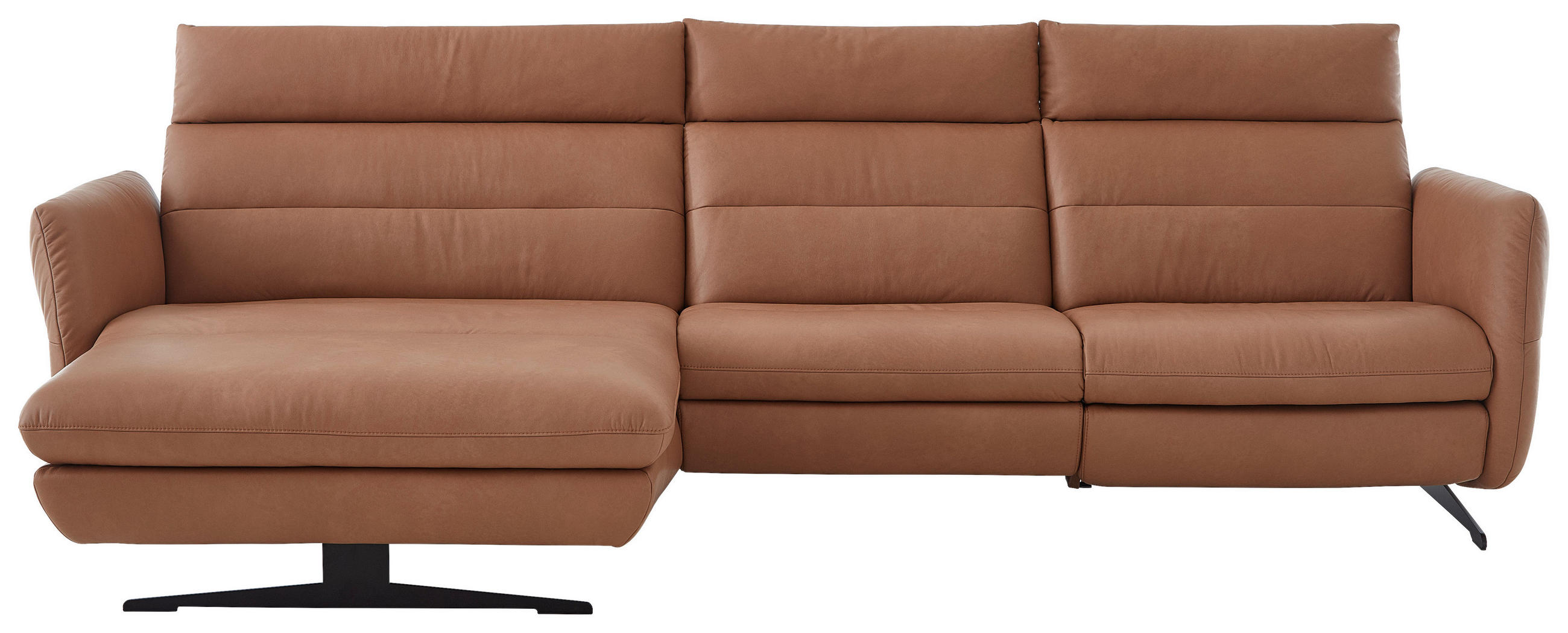 ROHOVÁ SEDAČKA, kůže, barvy lískového ořechu - černá/barvy lískového ořechu, Design, kov/kůže (157/300cm) - Dieter Knoll