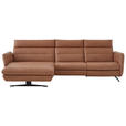 ECKSOFA in Echtleder Haselnussfarben  - Schwarz/Haselnussfarben, Design, Leder/Metall (169/298cm) - Dieter Knoll