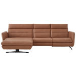 ECKSOFA in Echtleder Haselnussfarben  - Schwarz/Haselnussfarben, Design, Leder/Metall (169/298cm) - Dieter Knoll