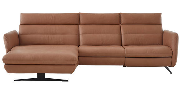 ECKSOFA in Echtleder Haselnussfarben  - Schwarz/Haselnussfarben, Design, Leder/Metall (169/298cm) - Dieter Knoll