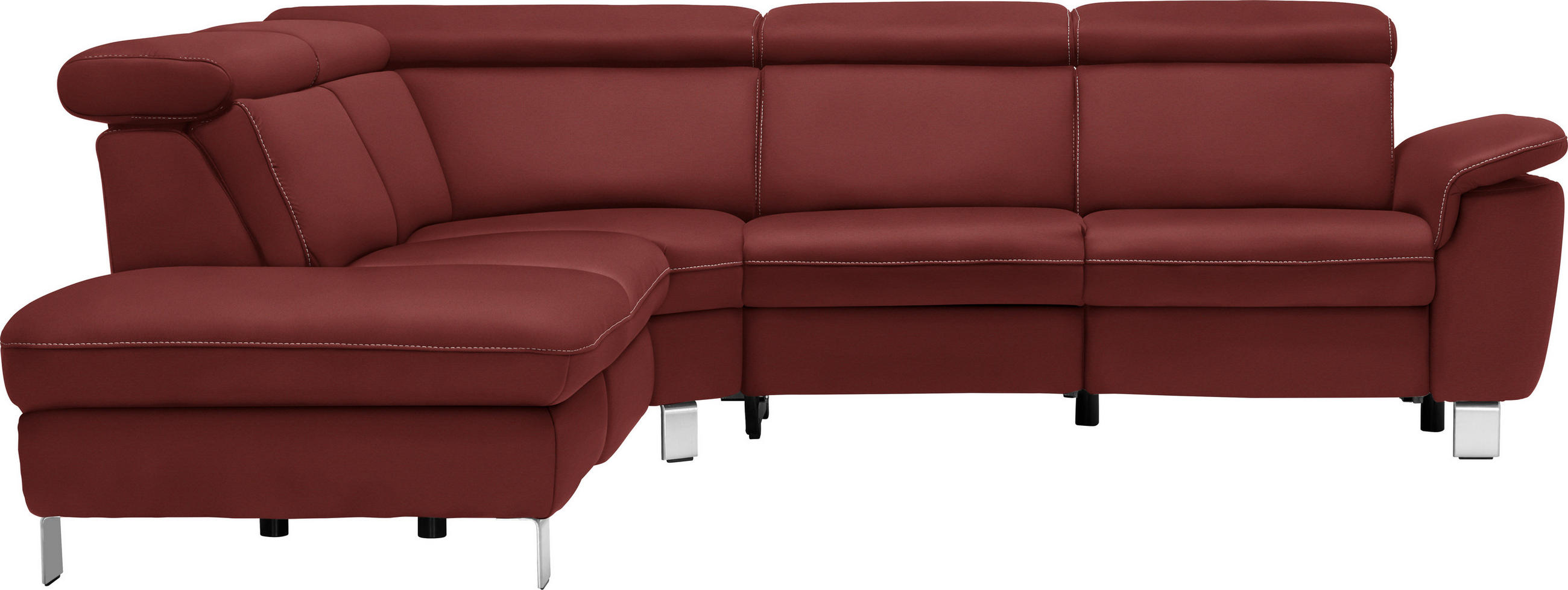 ECKSOFA in Flachgewebe, Mikrofaser Bordeaux  - Bordeaux/Beige, Design, Textil/Metall (239/271cm) - Cantus