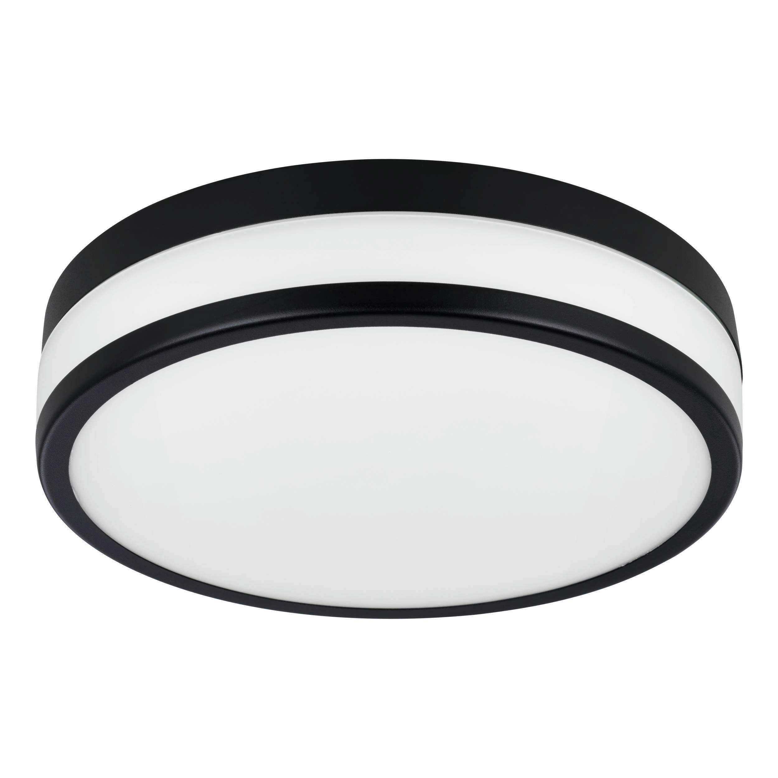 BADEZIMMER-DECKENLEUCHTE 30/7,5 cm   - Schwarz/Weiß, Basics, Glas/Metall (30/7,5cm) - Celina