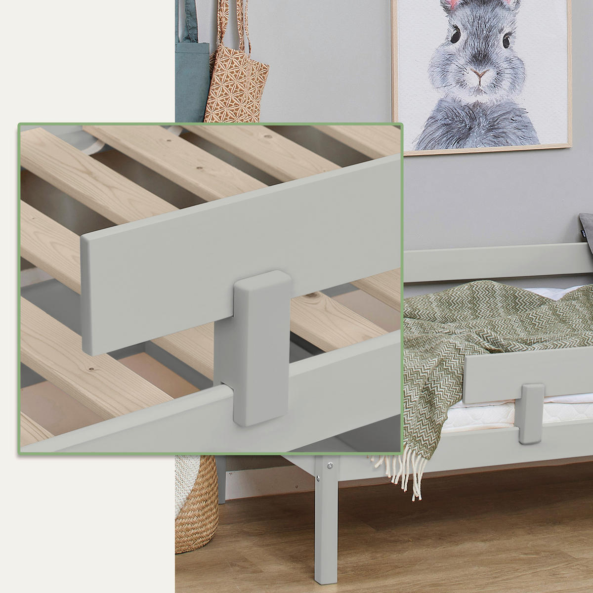BETTSCHUTZGITTER  - Grau, MODERN, Holz (100/22,5/4cm) - MID.YOU